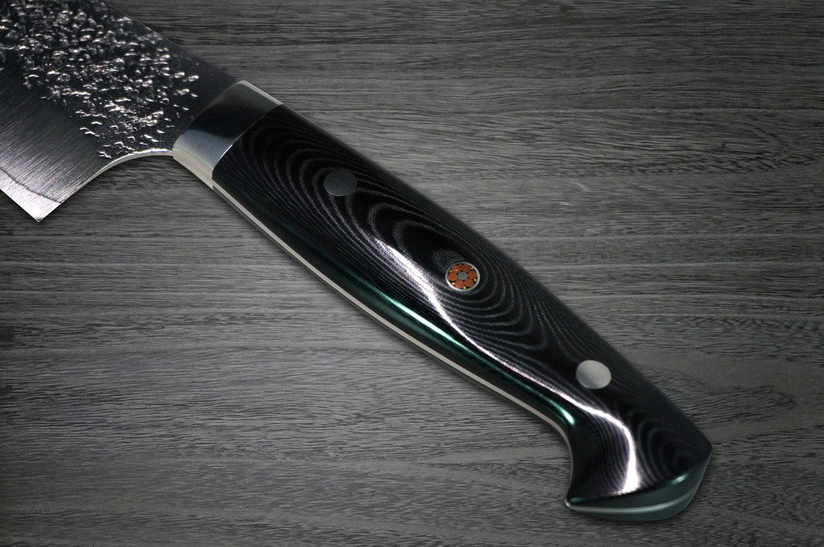 Yu Kurosaki R2SG2 Hammered SHIZUKU Custom MCBC Japanese Chefs Gyuto Knife 240mm with Black Micarta Handle