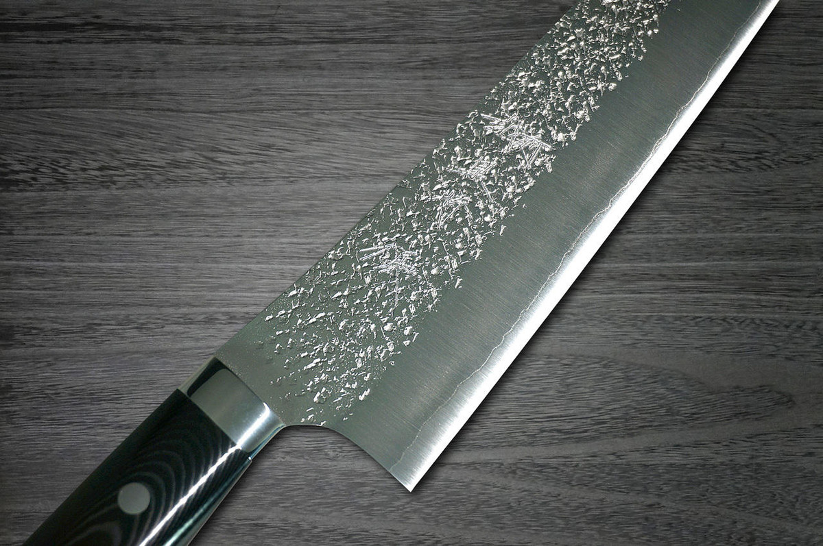 Yu Kurosaki R2SG2 Hammered SHIZUKU Custom MCBC Japanese Chefs Gyuto Knife 240mm with Black Micarta Handle