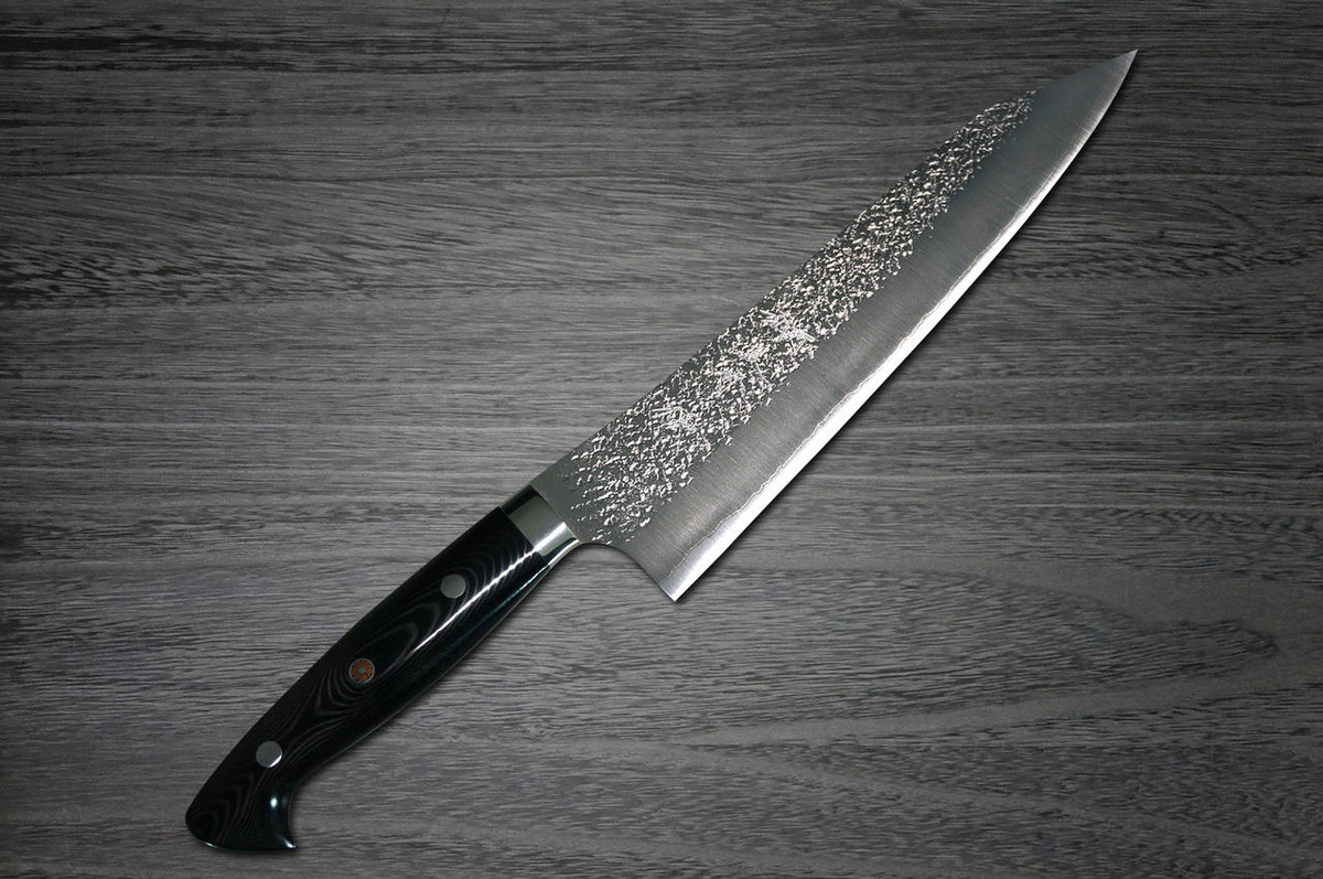 Yu Kurosaki R2SG2 Hammered SHIZUKU Custom MCBC Japanese Chefs Gyuto Knife 240mm with Black Micarta Handle