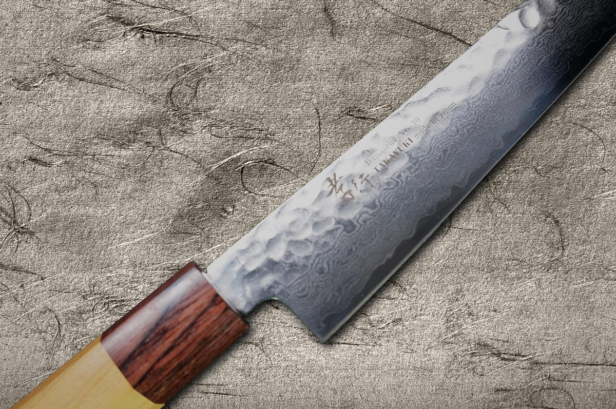 Sakai Takayuki 33-Layer VG10 Damascus Hammered WA Japanese Chefs SlicerSujihiki 240mm
