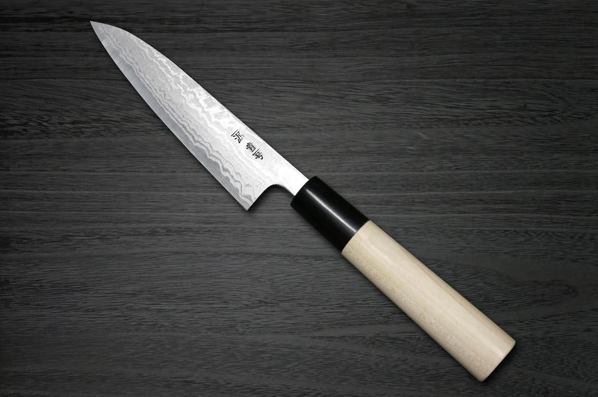 Shigeki Tanaka Aogami Nr.2 Damast MB Japanisches Pettymesser (Universalmesser) 135mm mit Magnolienholzgriff