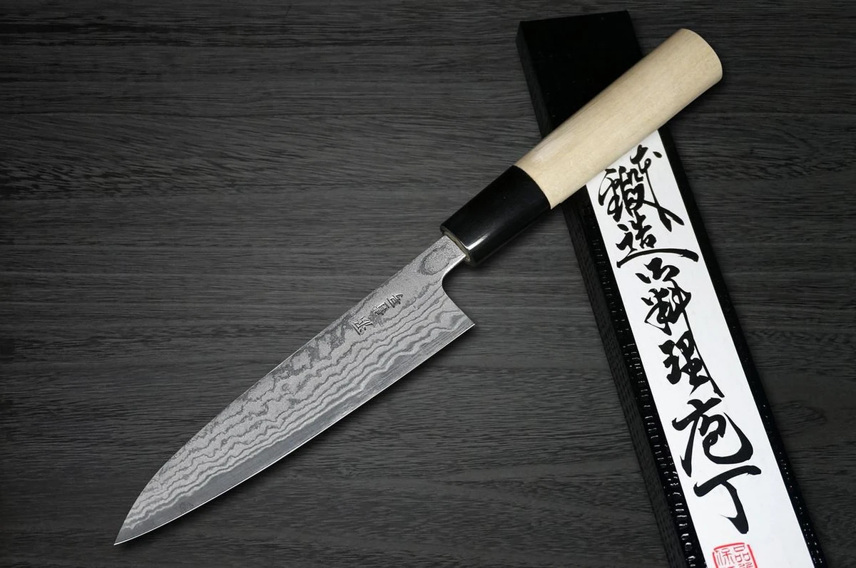 Shigeki Tanaka Aogami Nr.2 Damast MB Japanisches Pettymesser (Universalmesser) 135mm mit Magnolienholzgriff