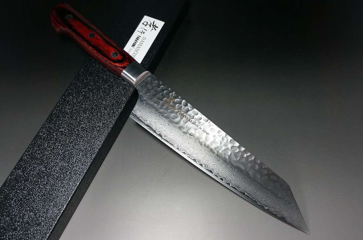 Sakai Takayuki 33-Layer VG10 Damascus Hammered Japanese Chefs Knife SET Gyuto-Slicer-Santoku-Vegetable-Petty120-Kengata Gyuto-Kengata Santoku
