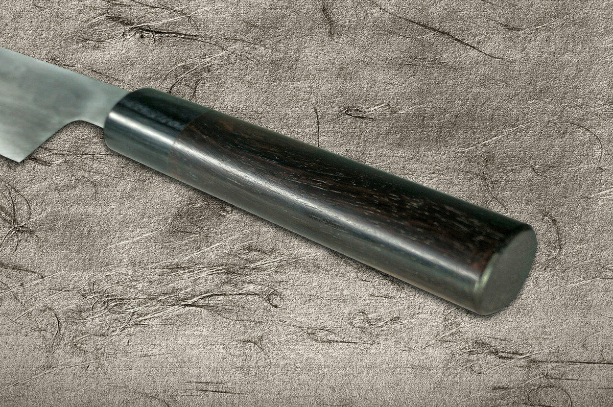 Takayuki Iwai Shirogami No.1 Damascus FUMON RS Japanese Chefs Deba Knife 135mm