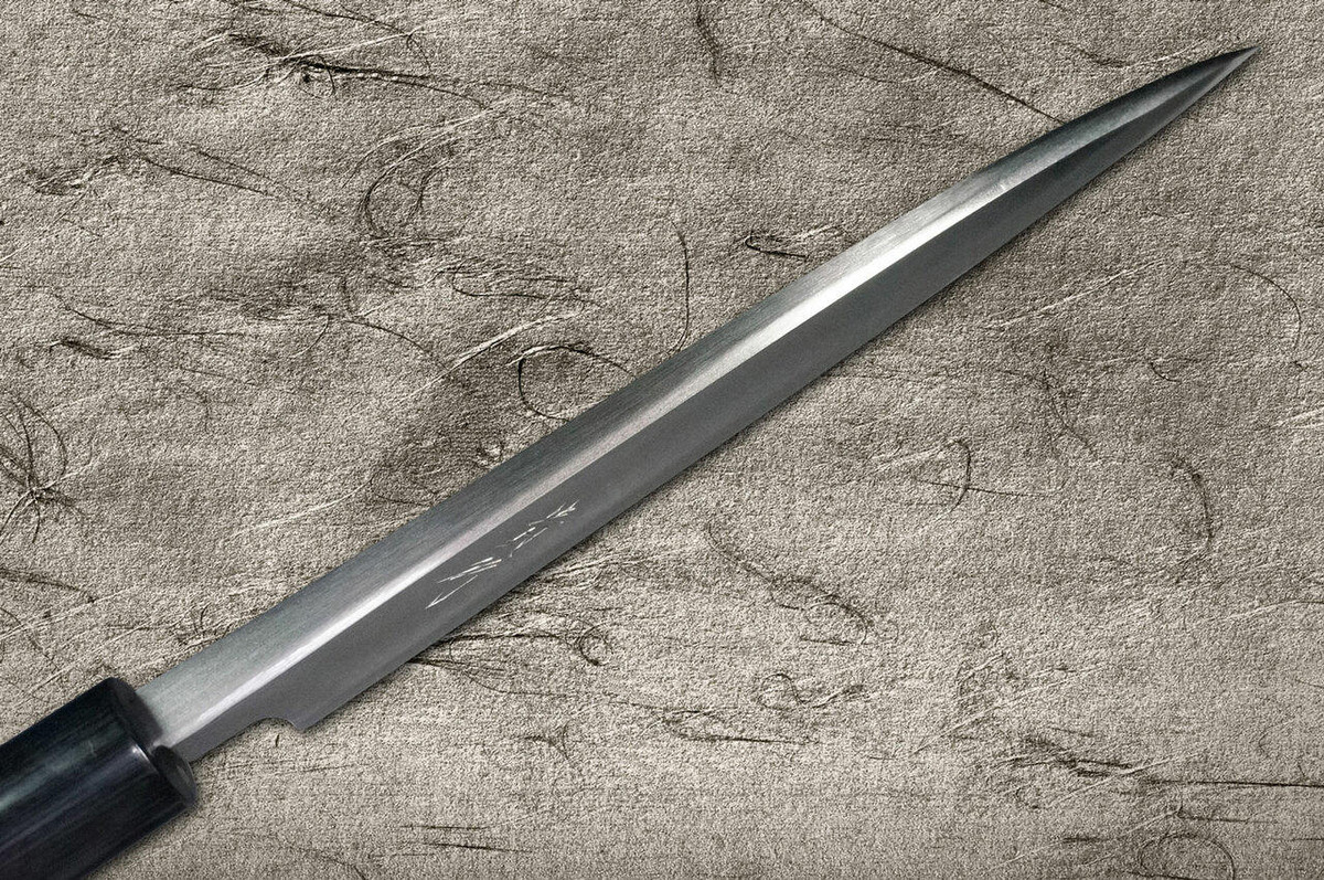 Takayuki Iwai Shirogami No.1 Damascus FUMON RS Japanese Chefs Deba Knife 135mm