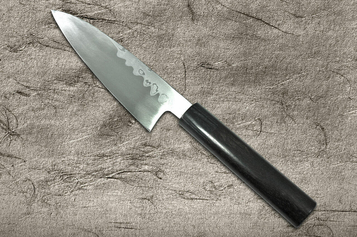 Takayuki Iwai Shirogami No.1 Damascus FUMON RS Japanese Chefs Deba Knife 150mm