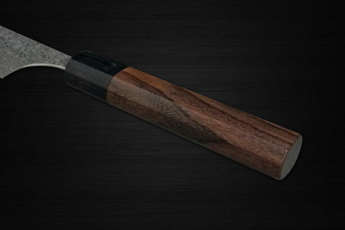 Yoshimi Kato 63 Layer VG10 Black Damascus RS8 Japanese Chefs Gyuto Knife 210mm with Black-Ring Octagonal Handle