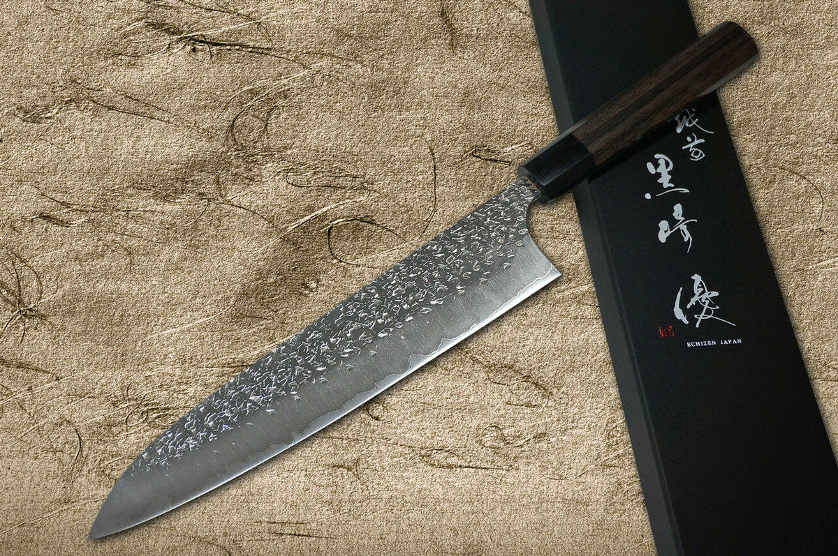 Yu Kurosaki R2SG2 Hammered SHIZUKU WA RS8B Japanese Chefs Gyuto Knife 240mm with Black-Ring Octagonal Handle