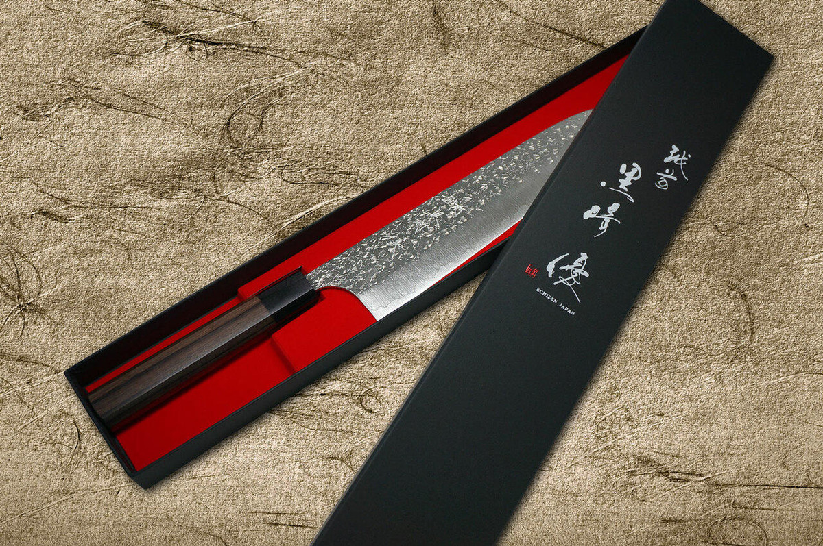 Yu Kurosaki R2SG2 Hammered SHIZUKU WA RS8B Japanese Chefs Gyuto Knife 240mm with Black-Ring Octagonal Handle