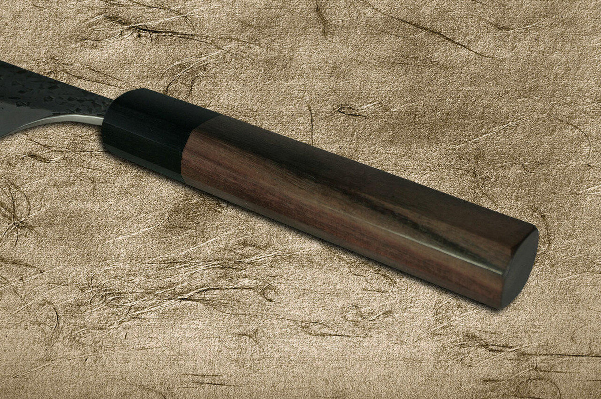 Yu Kurosaki Aogami Super Hammered Kurouchi WA RS8B Japanese Chefs Bunka Knife 165mm with Black-Ring Octagonal Handle