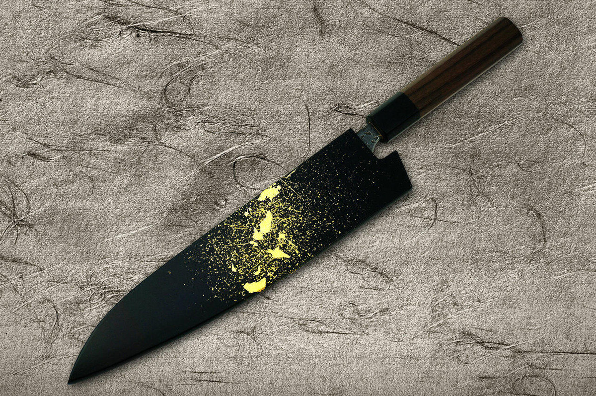 Saya Sheath with Genuine 24K Gold Star Stream Chef KnifeGyuto 180mm