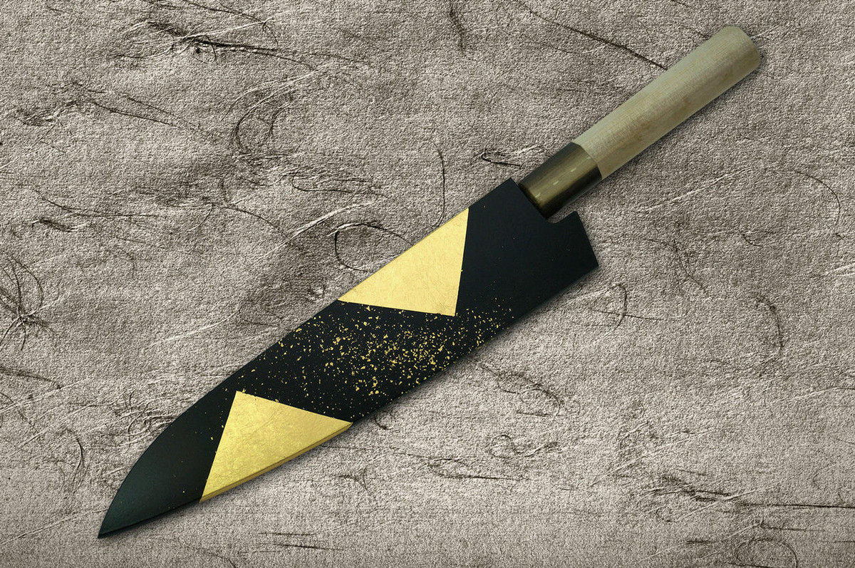 Saya Sheath with Genuine 24K Japanese Gold Leaf Chef KnifeGyuto 180mm