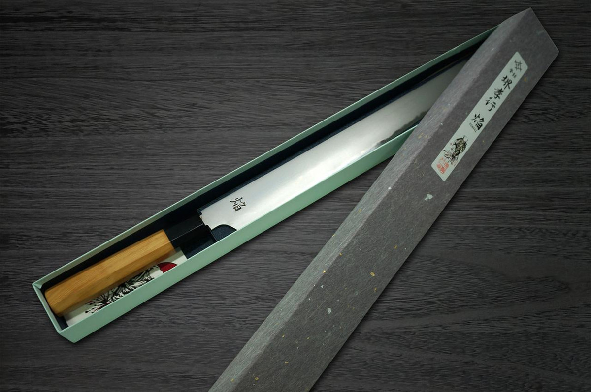 Sakai Takayuki Homura Kogetsu (Aogami 2 steel) Japanese Chef's Sakimaru-Yanagiba(Sashimi) 300mm Genbu 