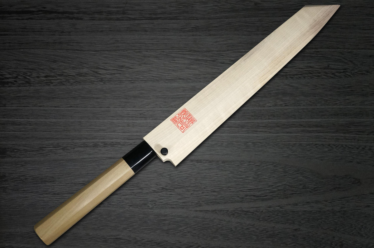 Yoshihiro Aogami No.1 Damascus Suminagashi B1SN Japanese Chefs Kiritsuke-YanagibaSashimi 270mm with Saya Sheath and Magnolia Wood Handle