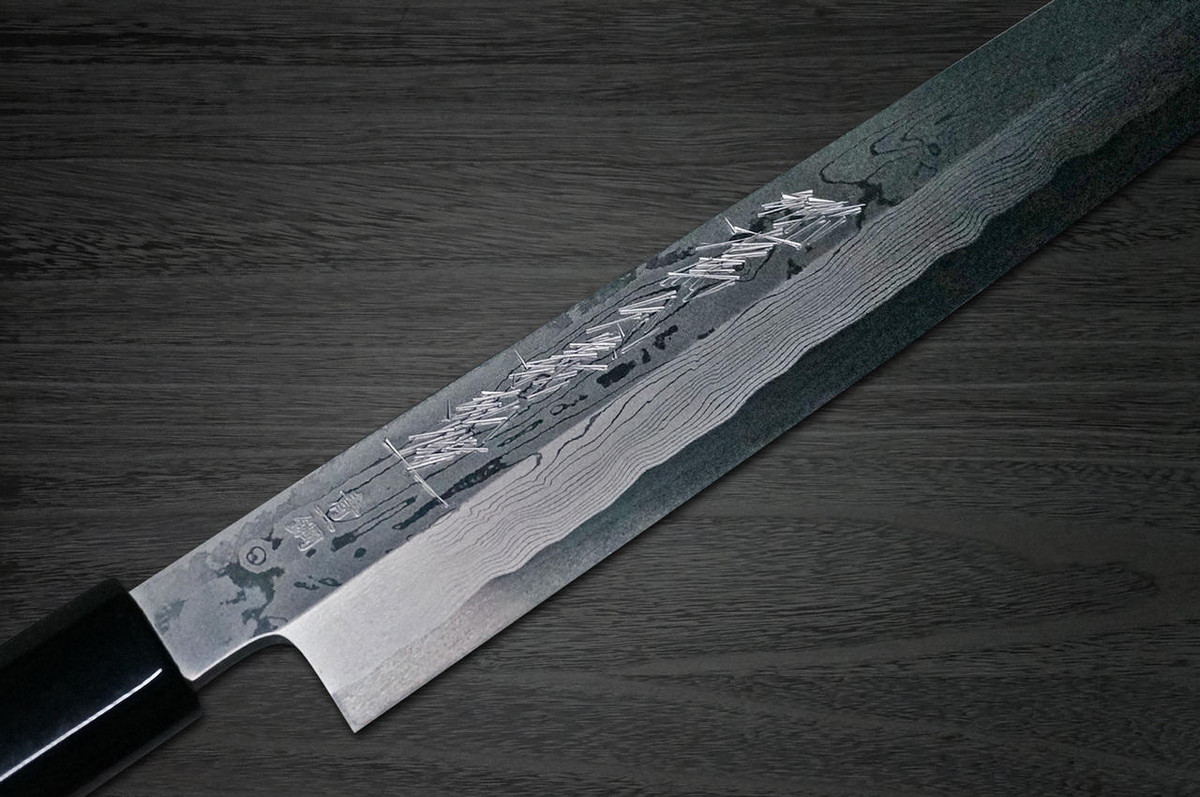 Yoshihiro Aogami No.1 Damascus Suminagashi B1SN Japanese Chefs Kiritsuke-YanagibaSashimi 330mm with Saya Sheath and Magnolia Wood Handle