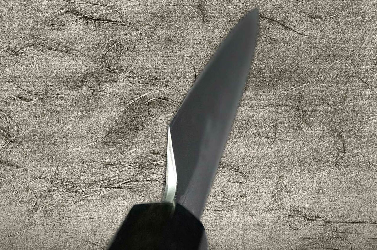 Yoshihiro Aogami No.1 Damascus Suminagashi B1SN-E Japanese Chefs Sakimaru-TakohikiSashimi 330mm with Saya Sheath and Ebony Handle