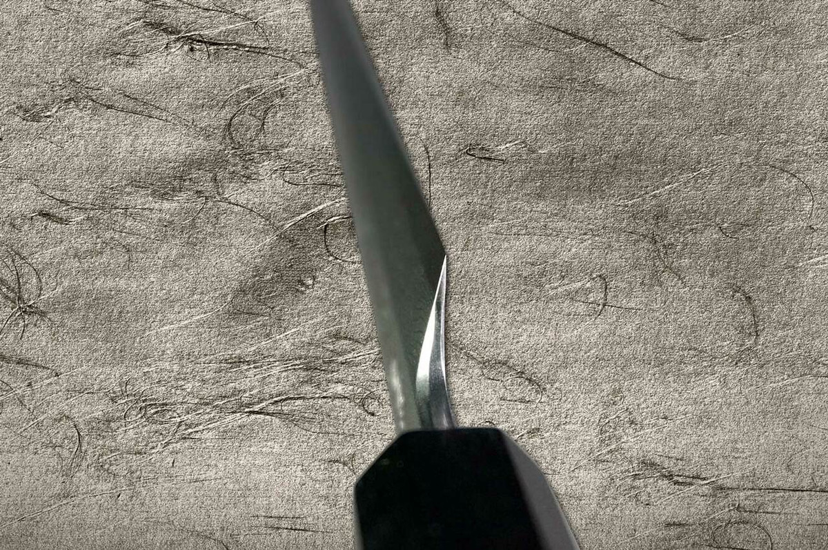 Yoshihiro Aogami No.1 Damascus Suminagashi B1SN-E Japanese Chefs Sakimaru-TakohikiSashimi 330mm with Saya Sheath and Ebony Handle