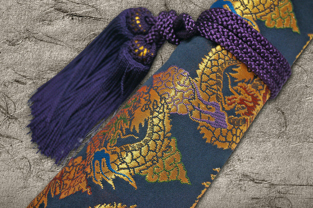 Yoshihiro Senbon Kurogaki Edition Aogami No.1 Damascus Suminagashi YanagibaSashimi 300mm with Special Black Persimmon Handle and Saya in Paulownia Box