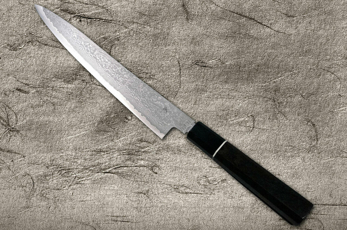 Shigeki Tanaka 33-Layer R2SG2 Damascus Habakiri Japanese Chefs SlicerSujihiki 240mm with Ebony Handle