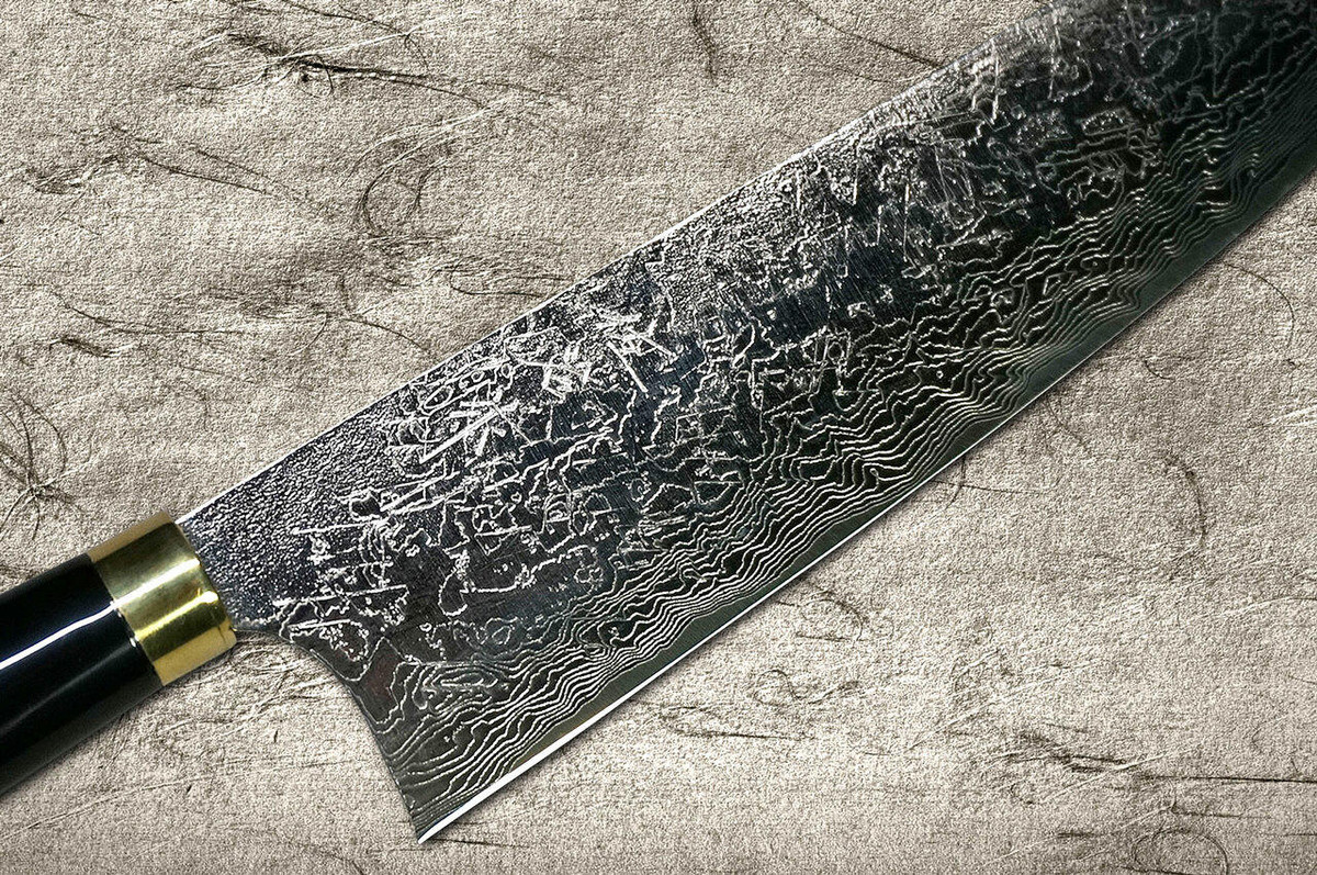 Takeshi Saji Makie-Art R2SG2 Mirrored Damascus Japanese Chefs Gyuto Knife 240mm with Urushi Lacquered Saya and Handle FUJIN RAIJIN