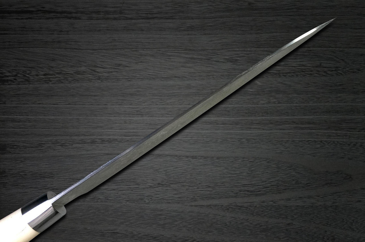 Takeshi Saji R2SG2 Black Damascus DHW Japanese Chefs Petty KnifeUtility 130mm with White Antler Handle