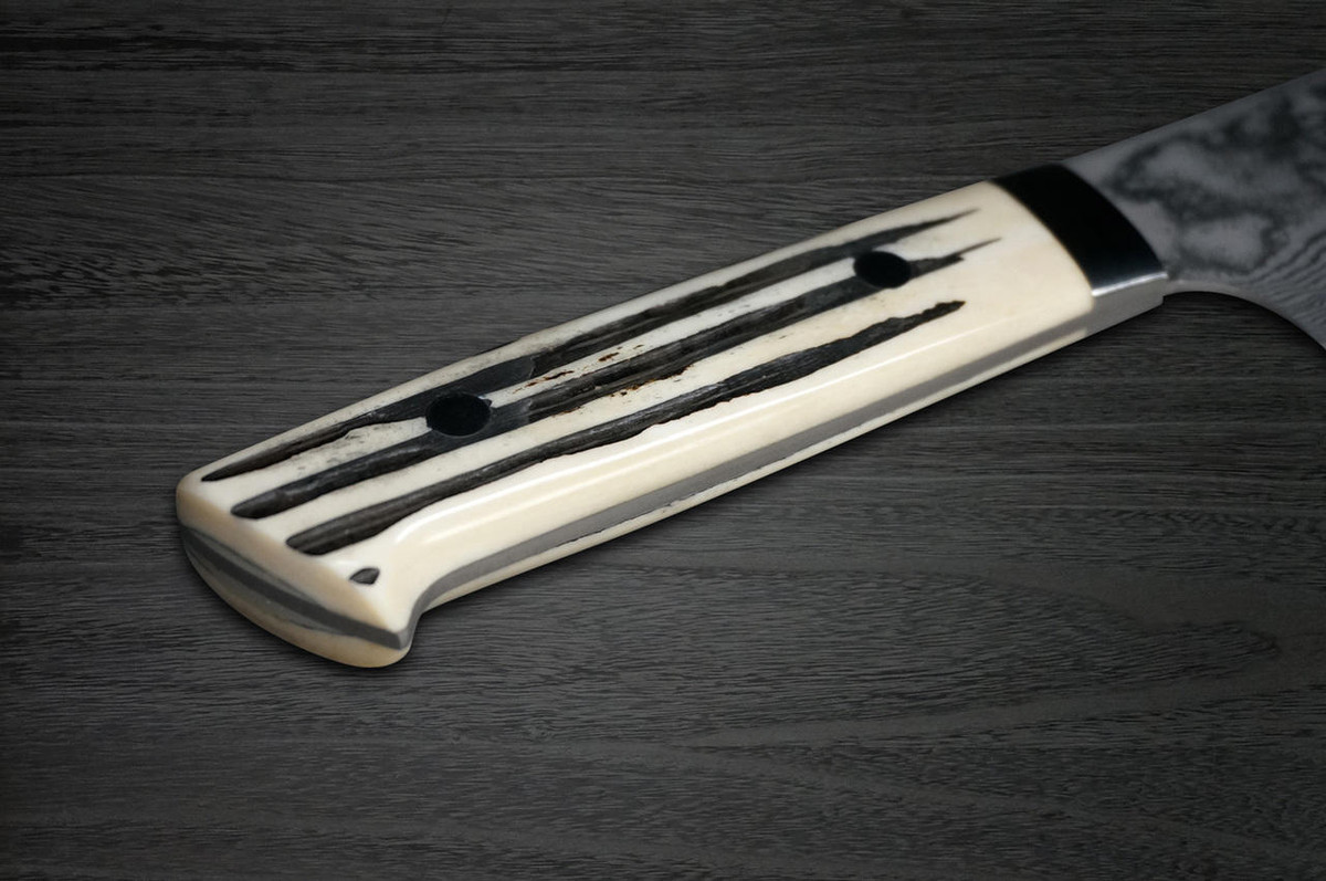 Takeshi Saji VG10 Black Damascus DHW Japanese Chefs Gyuto Knife 240mm with White Antler Handle