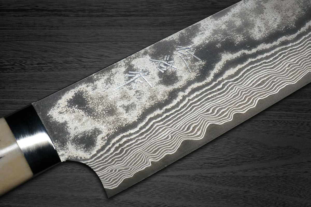 Takeshi Saji VG10 Black Damascus DHW Japanese Chefs Gyuto Knife 240mm with White Antler Handle