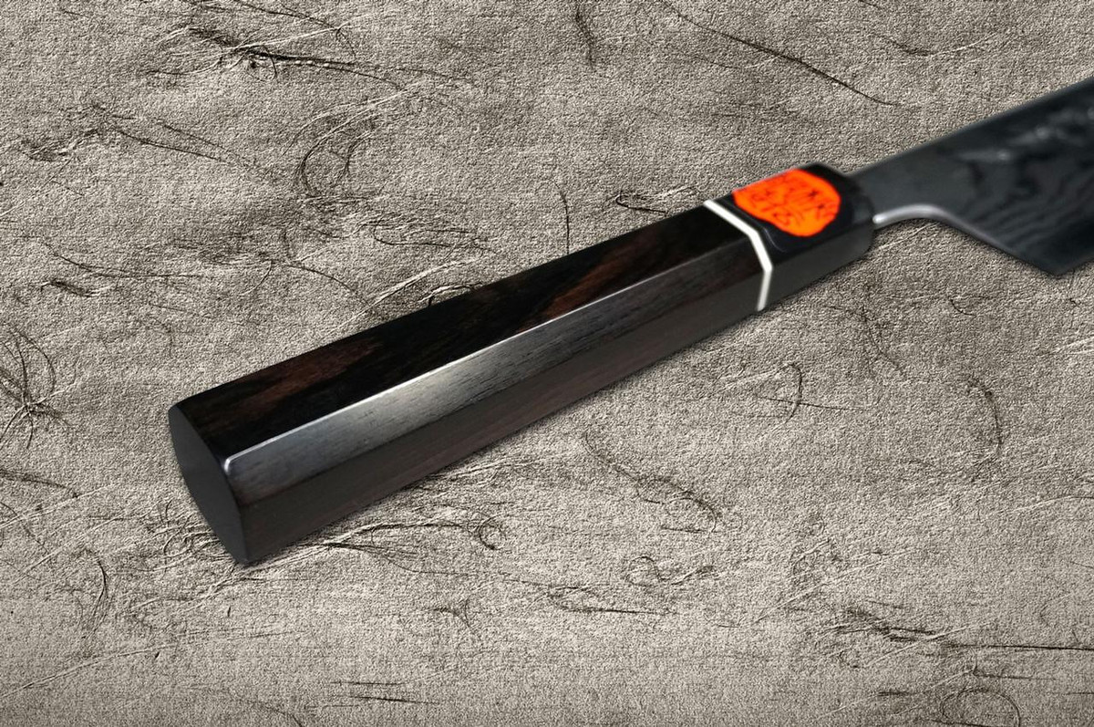 Couteau à légumes japonais EB Damas Aogami No.2 de Shigeki Tanaka 165mm avec manche en ébène