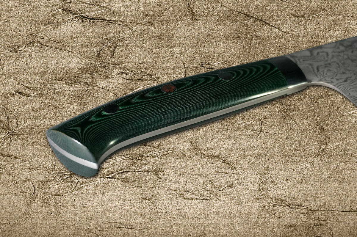 Takeshi Saji R2SG2 Black Damascus MCF Japanese Chefs Gyuto Knife 270mm with Dark-Green Micarta Handle