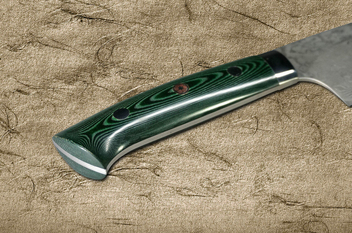Takeshi Saji R2SG2 Black Damascus MCF Japanese Chefs NakiriVegetable 170mm with Dark-Green Micarta Handle