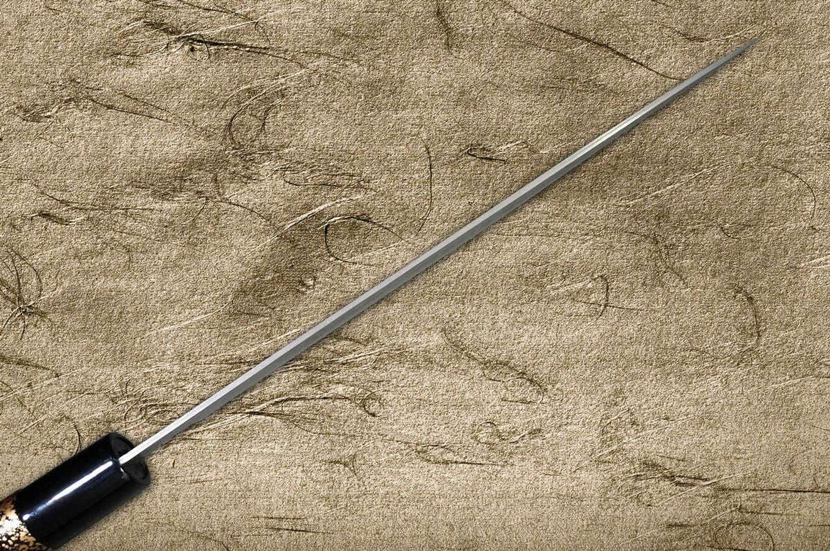 Takeshi Saji VG10 Black Damascus LC Japanese Chefs Gyuto Knife 210mm with Black-Gold Japanese Urushi Lacquered Handle