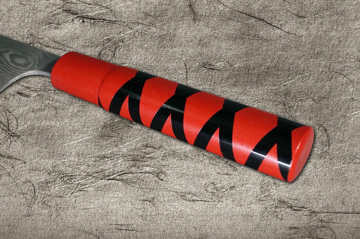 Takeshi Saji VG10 Black Damascus CS Japanese Chefs Gyuto Knife 210mm with Red-Red Urushi Lacquered HandleX-Obi
