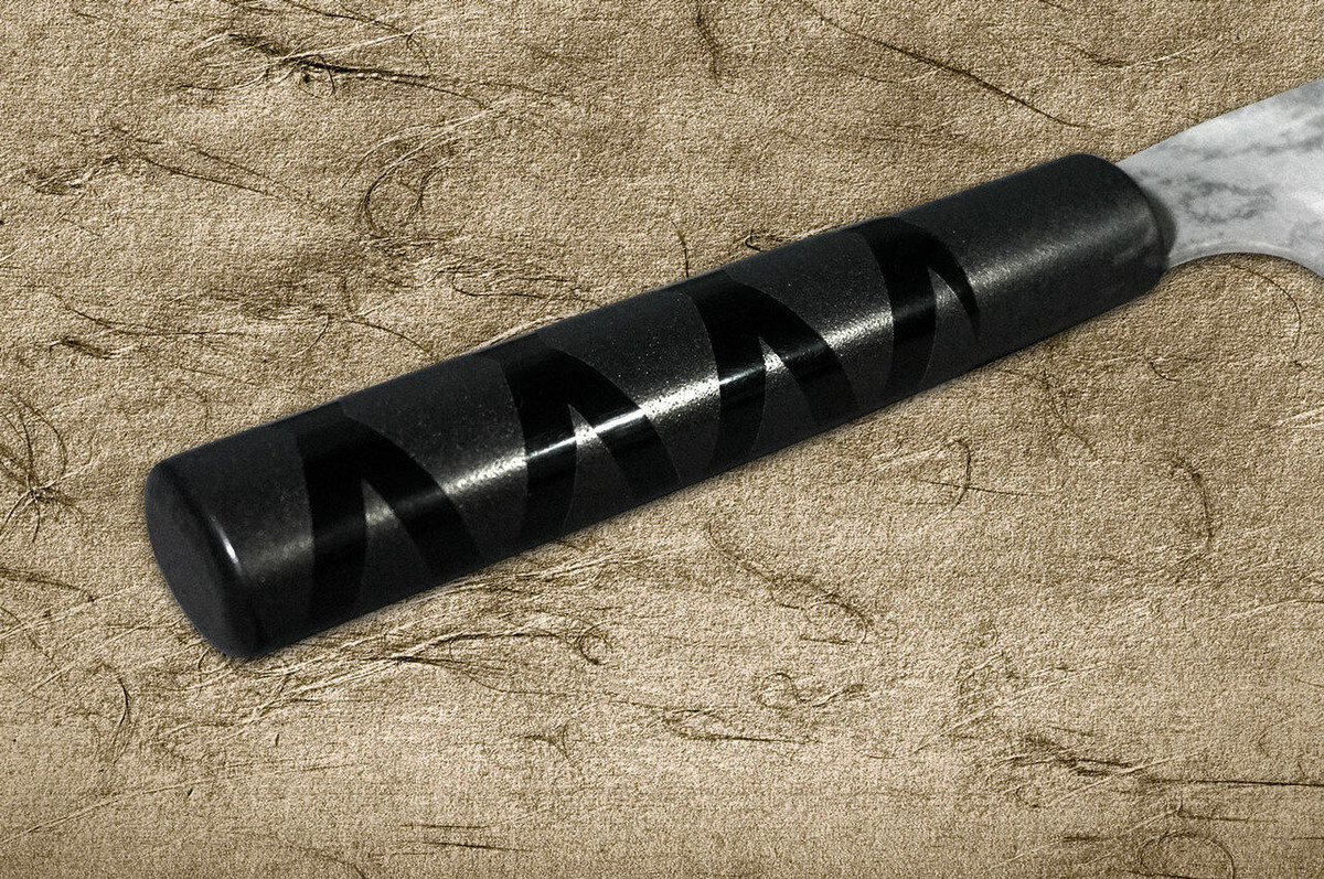 Takeshi Saji VG10 Black Damascus CS Japanese Chefs Gyuto Knife 210mm with Black-Black Urushi Lacquered HandleX-Obi