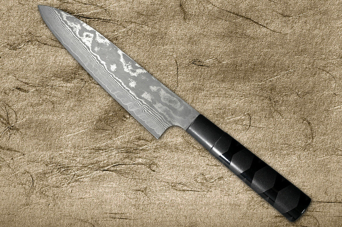 Takeshi Saji VG10 Black Damascus CS Japanese Chefs Gyuto Knife 210mm with Black-Black Urushi Lacquered HandleX-Obi