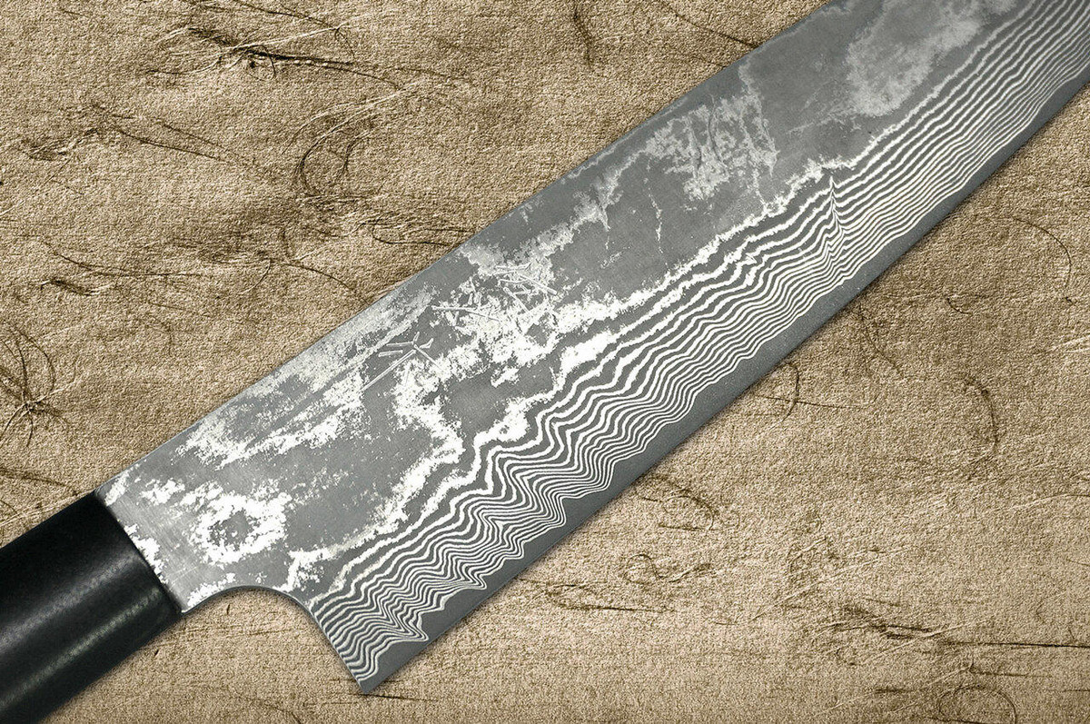 Takeshi Saji VG10 Black Damascus CS Japanese Chefs Gyuto Knife 210mm with Black-Black Urushi Lacquered HandleX-Obi