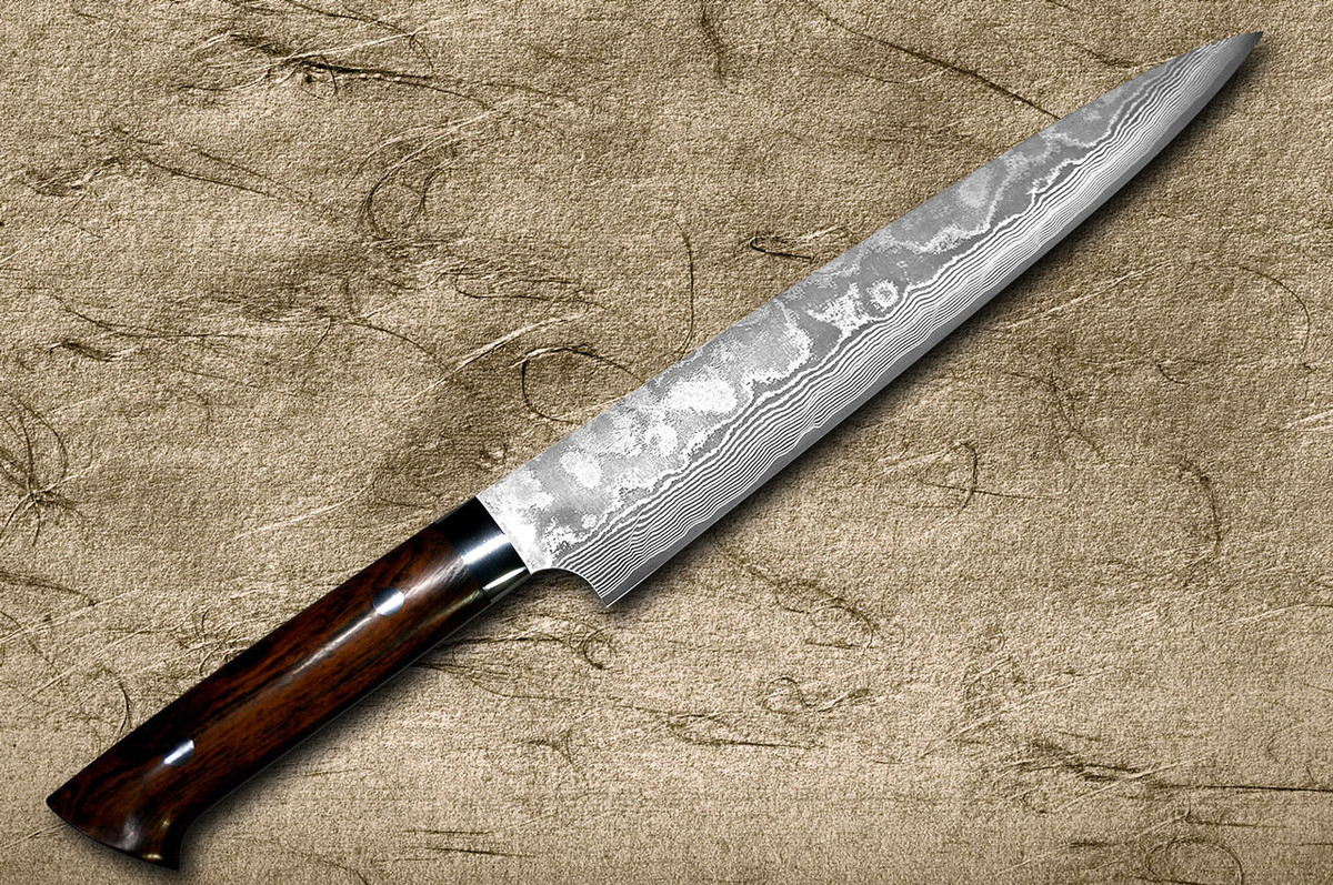 Takeshi Saji VG10 Black Damascus IR Japanese Chefs SlicerSujihiki 240mm with Desert Ironwood Handle