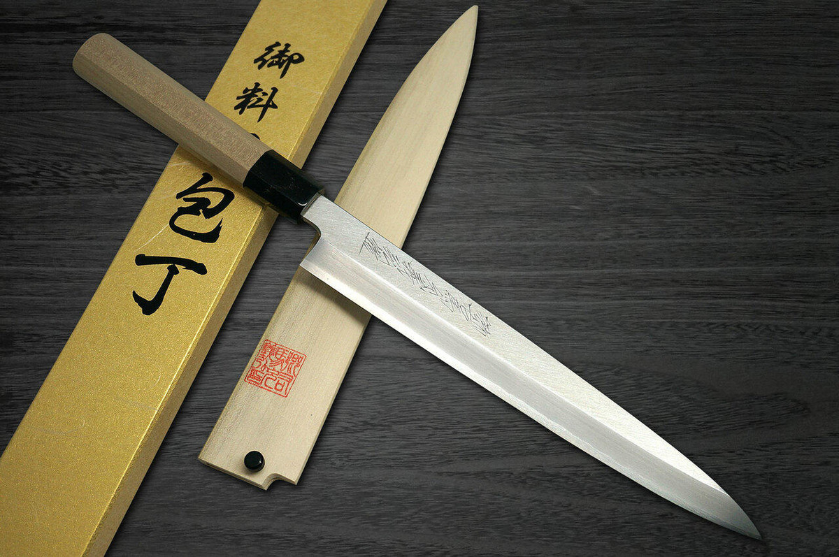 Yoshihiro Gingami No.3 G3HC Japanese Chefs YanagibaSashimi 240mm with Saya Sheath and Magnolia Wood Handle