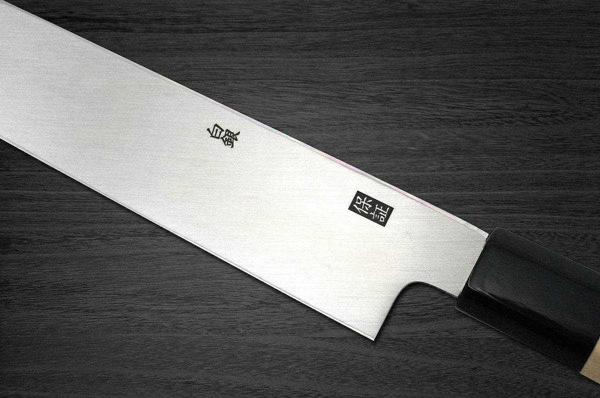 Yoshihiro Gingami No.3 G3HC Japanese Chefs YanagibaSashimi 360mm with Saya Sheath and Magnolia Wood Handle