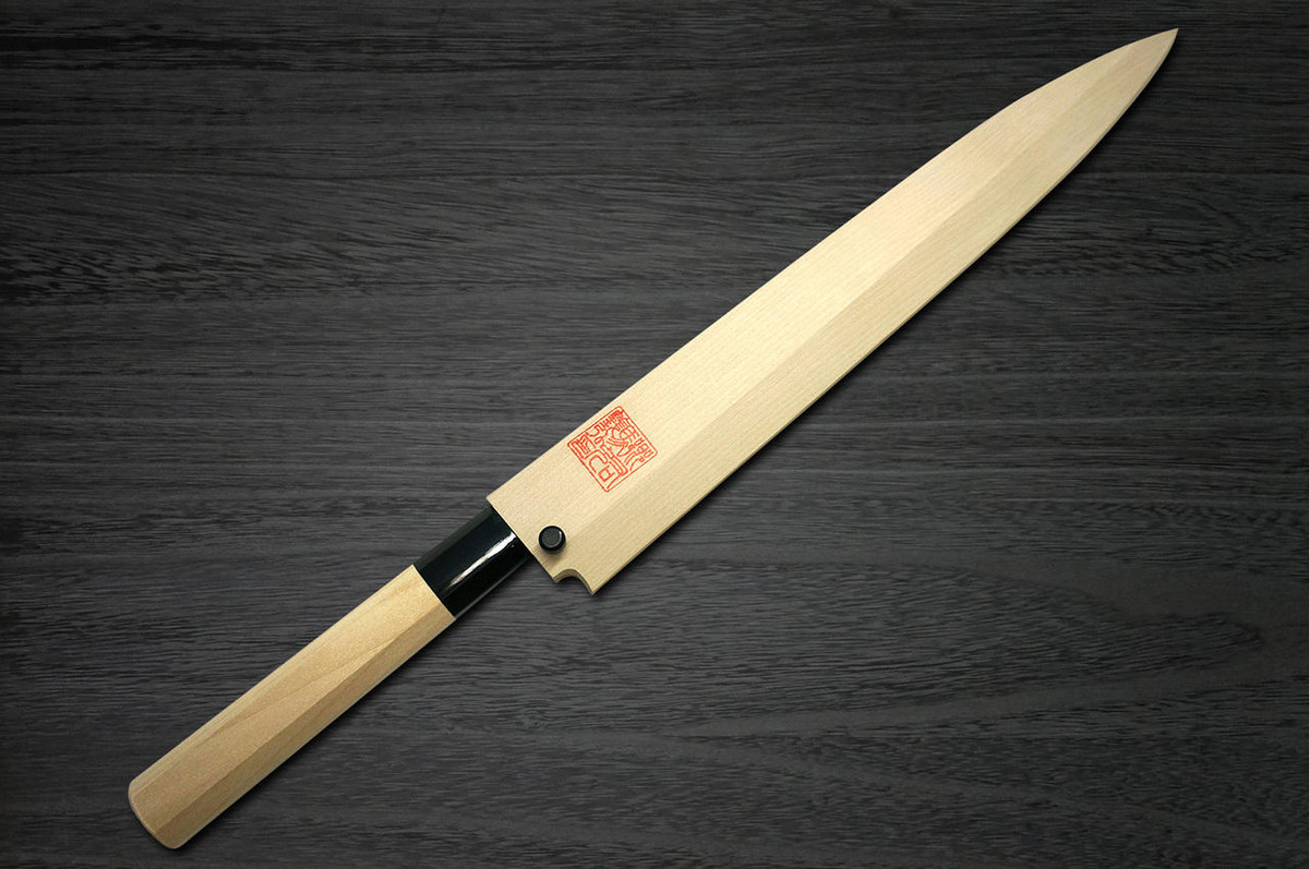 Yoshihiro Gingami No.3 G3HC Japanese Chefs YanagibaSashimi 360mm with Saya Sheath and Magnolia Wood Handle