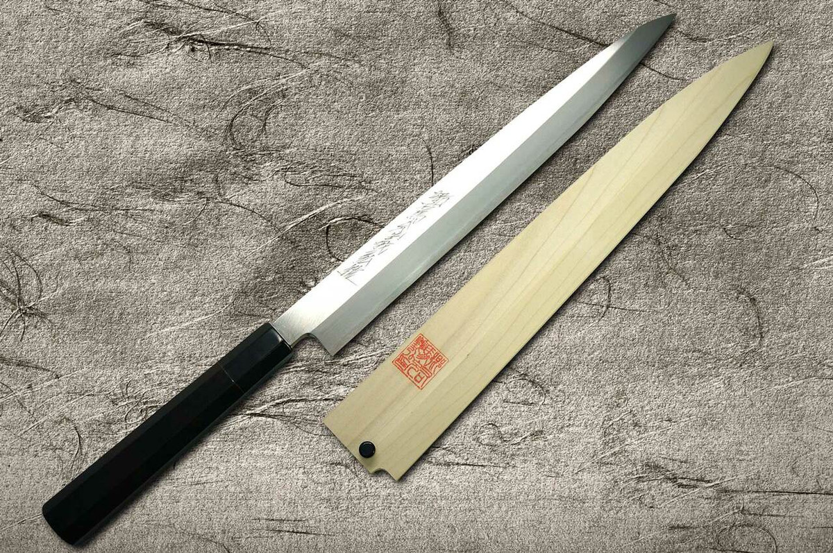 Yoshihiro Gingami No.3 G3HC-E Japanese Chefs YanagibaSashimi 330mm with Saya Sheath and Ebony Handle