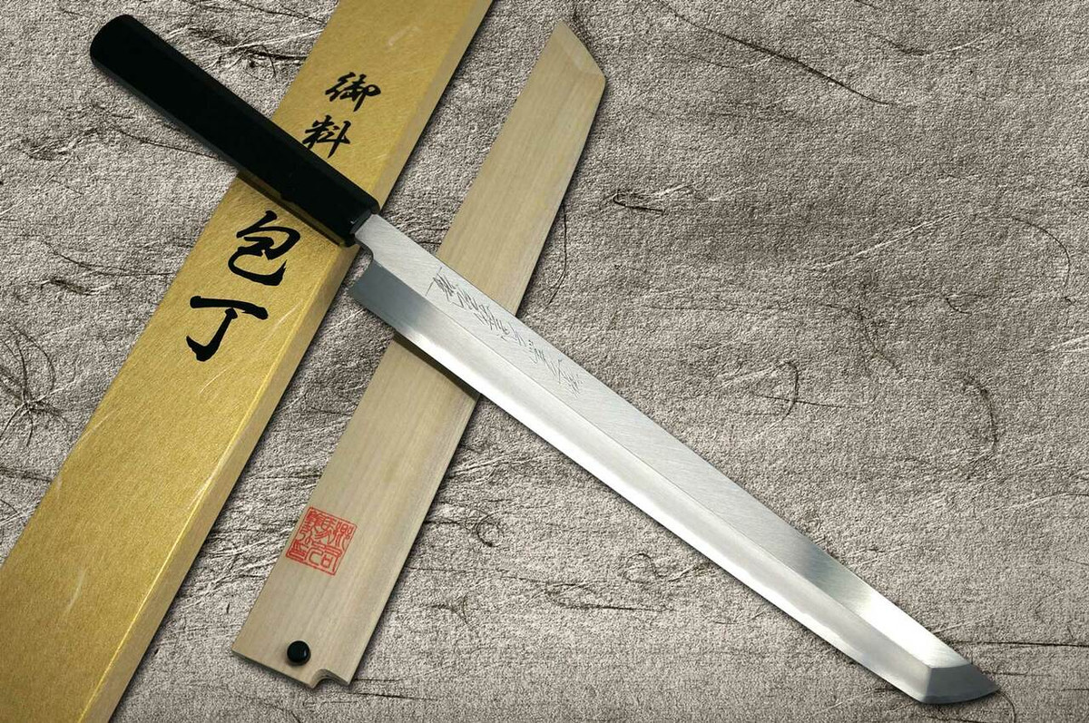 Yoshihiro Gingami No.3 G3HC-E Japanese Chefs Sakimaru-TakohikiSashimi 300mm with Saya Sheath and Ebony Handle