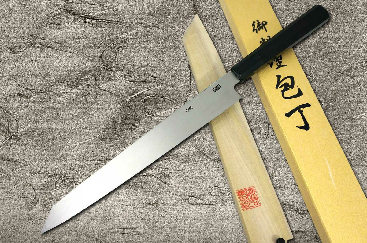 Yoshihiro Gingami No.3 G3HC-E Japanese Chefs Kiritsuke-YanagibaSashimi 300mm with Saya Sheath and Ebony Handle