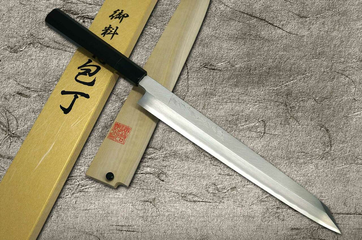 Yoshihiro Gingami No.3 G3HC-E Japanese Chefs Kiritsuke-YanagibaSashimi 300mm with Saya Sheath and Ebony Handle