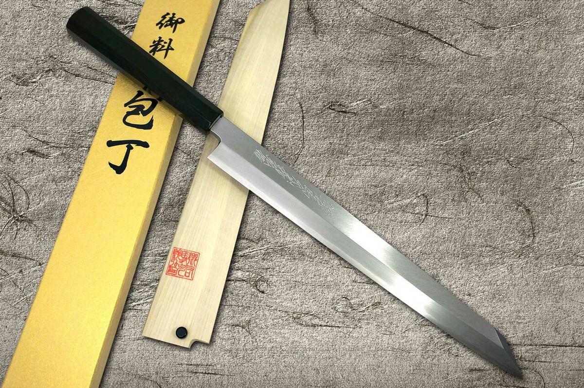 Yoshihiro Gingami No.3 G3HC-E Japanese Chefs Kiritsuke-YanagibaSashimi 330mm with Saya Sheath and Ebony Handle