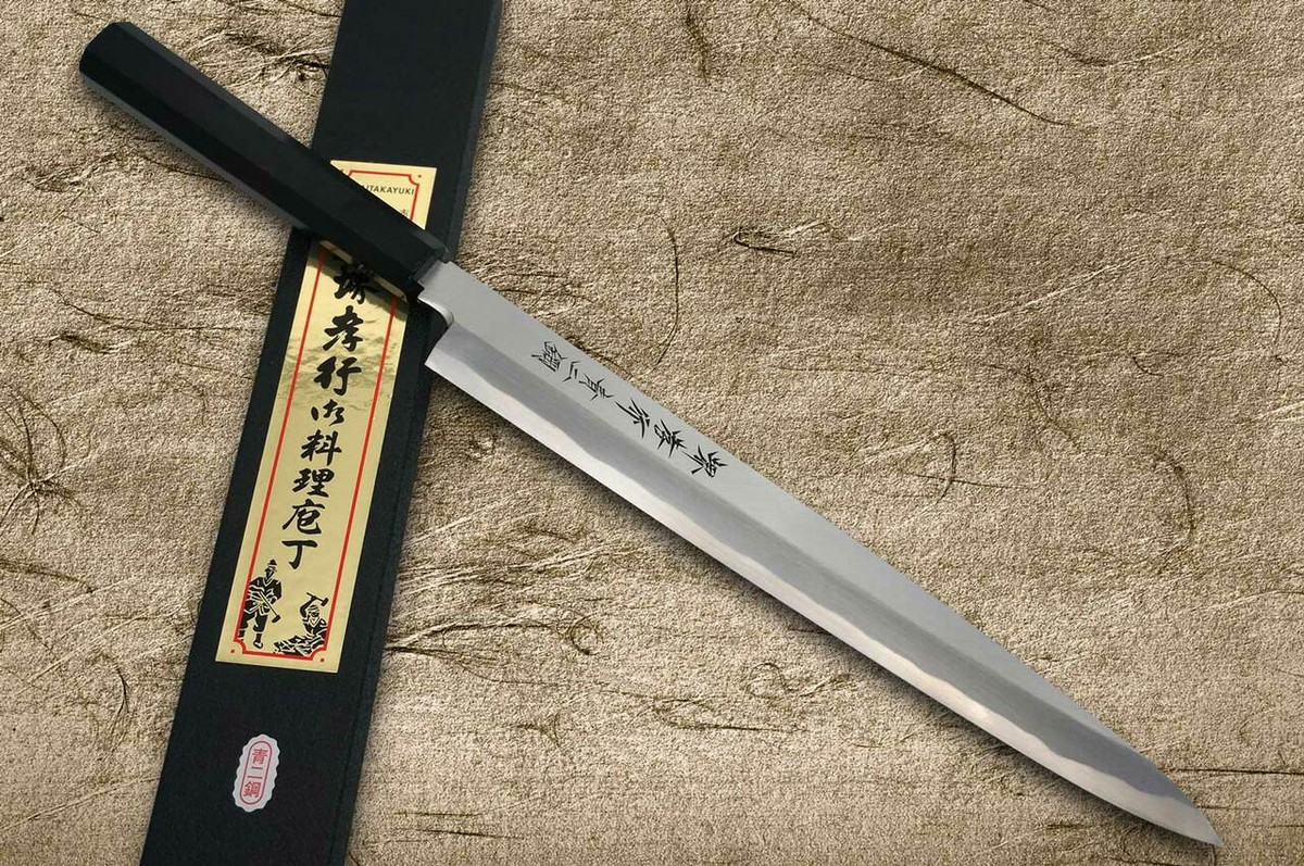 Sakai Takayuki Aoniko Blue 2 Steel Ebony Handle Japanese Chefs YanagibaSashimi 300mm