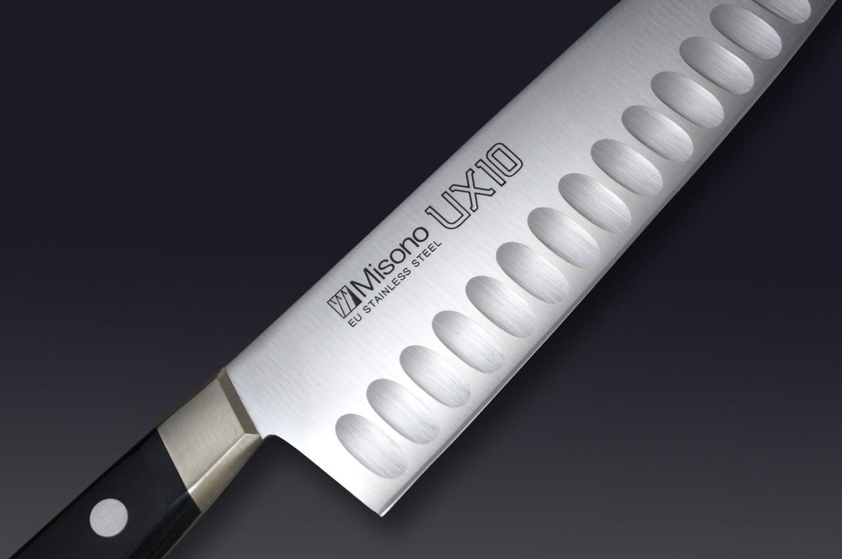 Misono UX10 Swedish Stainless Dimples(Salmon) Japanese Chef's Santoku Knife 180mm 