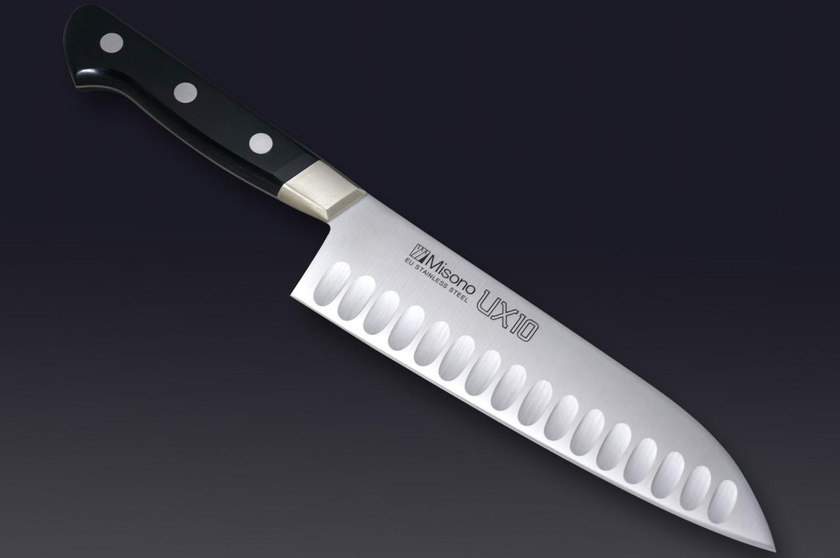 Misono UX10 Swedish Stainless Dimples(Salmon) Japanese Chef's Santoku Knife 180mm 