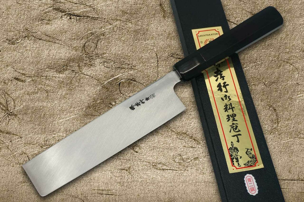 Sakai Takayuki Aoniko Blue 2 Steel Ebony Handle Japanese Chefs UsubaVegetable 195mm