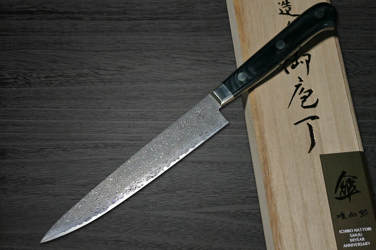 Hattori KD30 COWRY-X 121 Layered Damascus SAN Japanese Chefs Petty KnifeUtility 150mm 80year-anniv version