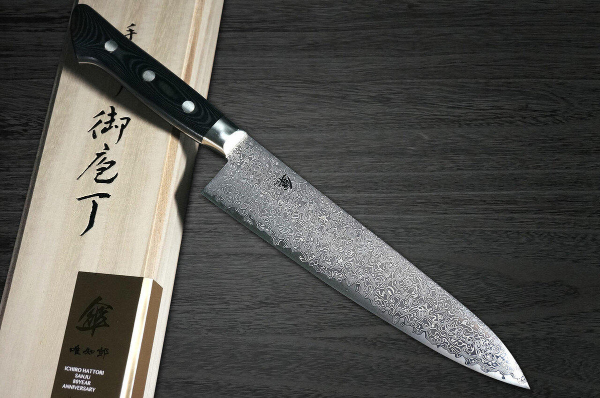 Hattori KD30 COWRY-X 121 Layered Damascus SAN Japanese Chefs Gyuto Knife 210mm 80year-anniv version